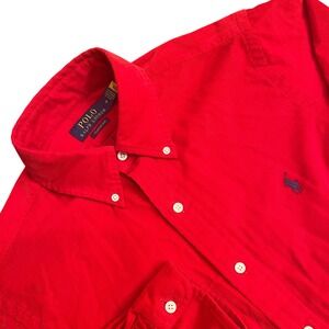 Polo Ralph Lauren Corduroy Shirt Mens Medium Red Classic Fit L/S SleeveButton Up